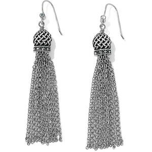 Brighton SAHURI TASSEL French Wire Earrings Silver Chains Crystals MSRP $88 NWT